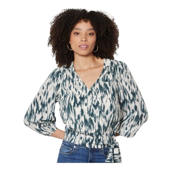 Evereve Tops - Evereve Carson Ikat Wrap Top With Tie Waist